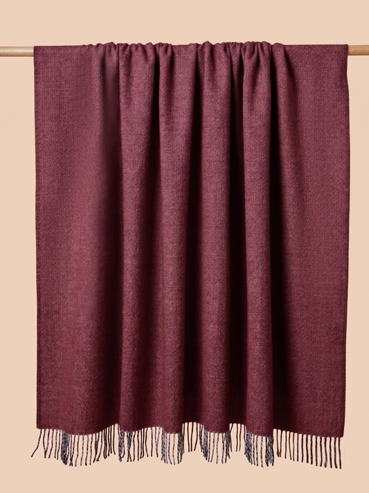 REVERSIBLE BI COLOR THROW WITH TWISTED FRINGES
