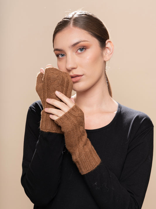 BRAID CABLE FINGERLESS MITTENS