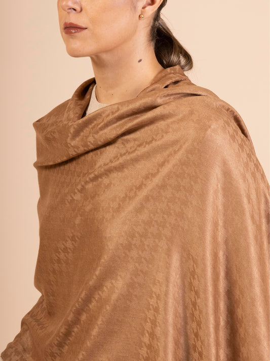 VICUÑA-SILK HOUNDSTOOTH SHAWL