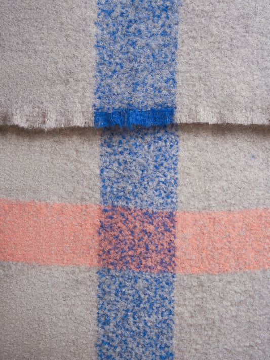 CHECK BOUCLE THROW WITH EYELASH FRINGES