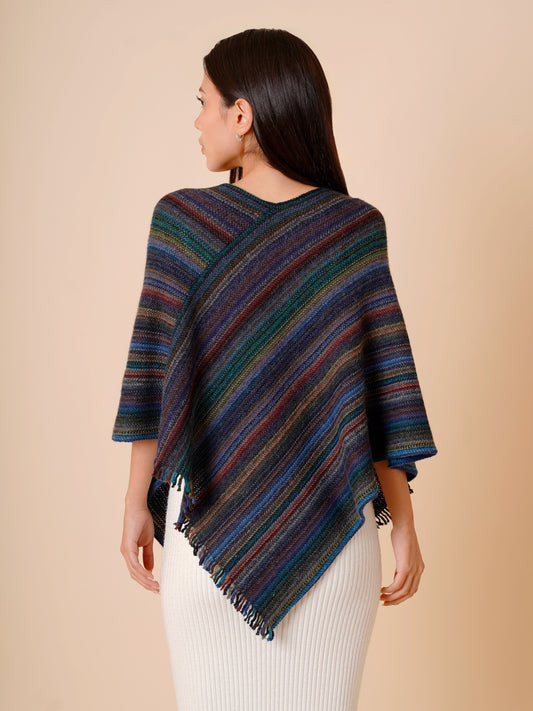 SERENE STRIPES ASYMMETRIC PONCHO