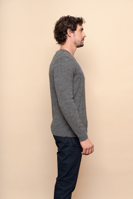 MEN'S BRAID ALPACA SWEATER