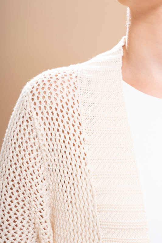 HOLE KNITTED COTTON CARDIGAN