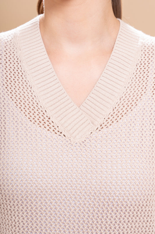 OPEN-KNIT COTTON VEST