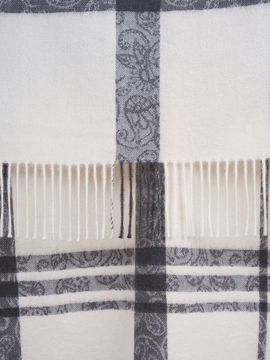 JACQUARD PLAID THROW WITH TWISTED FRINGES