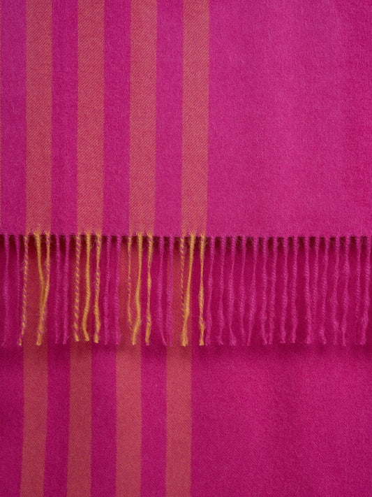 IRREGULAR STRIPED THROW WITH TWISTED FRINGES