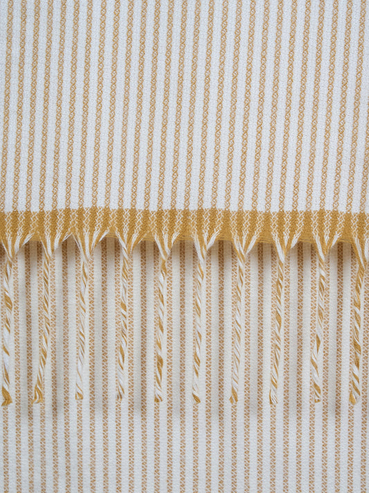 BICOLOR STRIPED THROW WITH TWISTED FRINGES