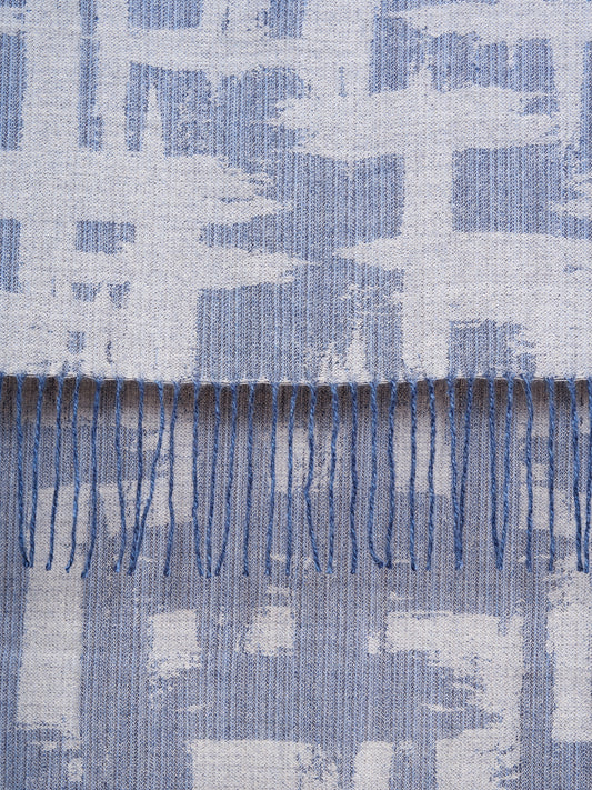BRUSHED STROKED JACQUARD THROW WITH TWISTED FRINGES