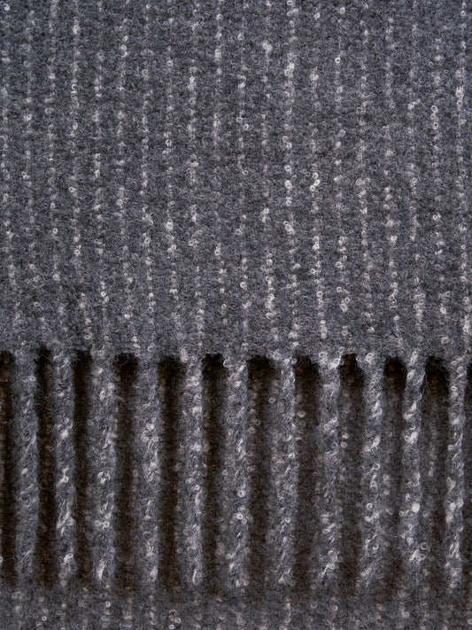 PINSTRIPE THROW WITH LARGE TWISTED FRINGES