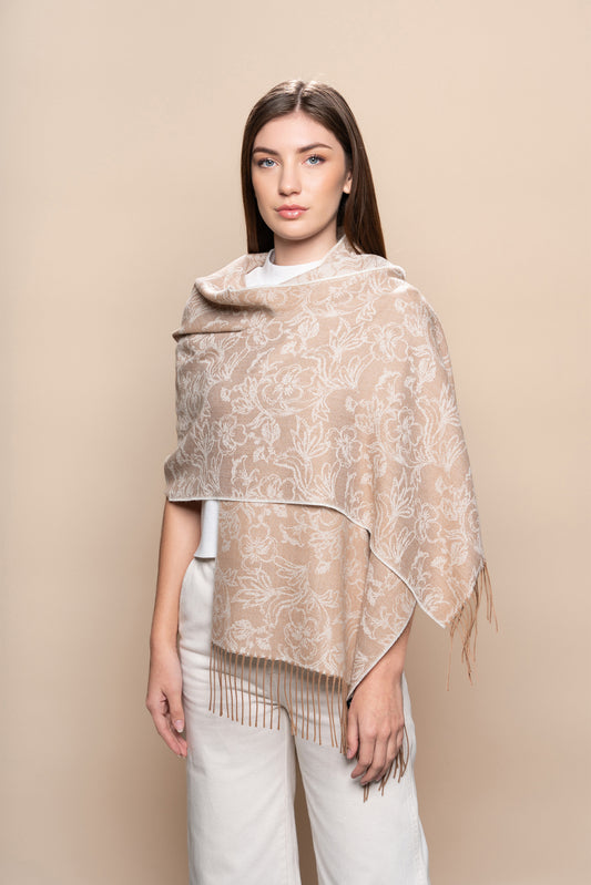 UNDYED FLORAL JAQUARD LADY SCARF