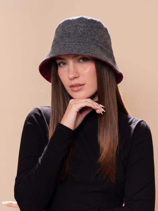 REVERSIBLE DOUBLE FACE BUCKET HAT